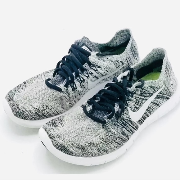 Nike Shoes - Nike Free RN Flyknit Oreo Black White Gray Running Shoes 880844-003-Womens 8